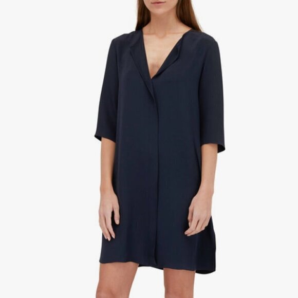 Peter Cohen | Silk Shirt Dress V-Neck Split Neckline Popover Chartreuse Size XS - Picture 2 of 16